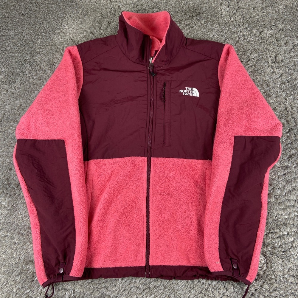 The North Face Denali Fleece Jacket Womens M Pink Maroon Full Zip Coat Outdoors